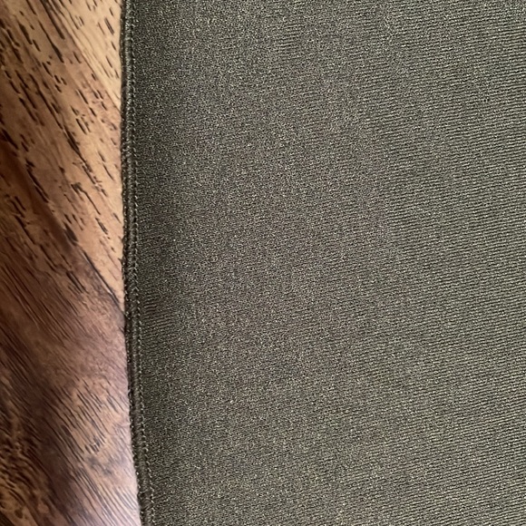 Zara womens M long sleeve Tunic Top faux leather trim on neck Army Green - Picture 6 of 6